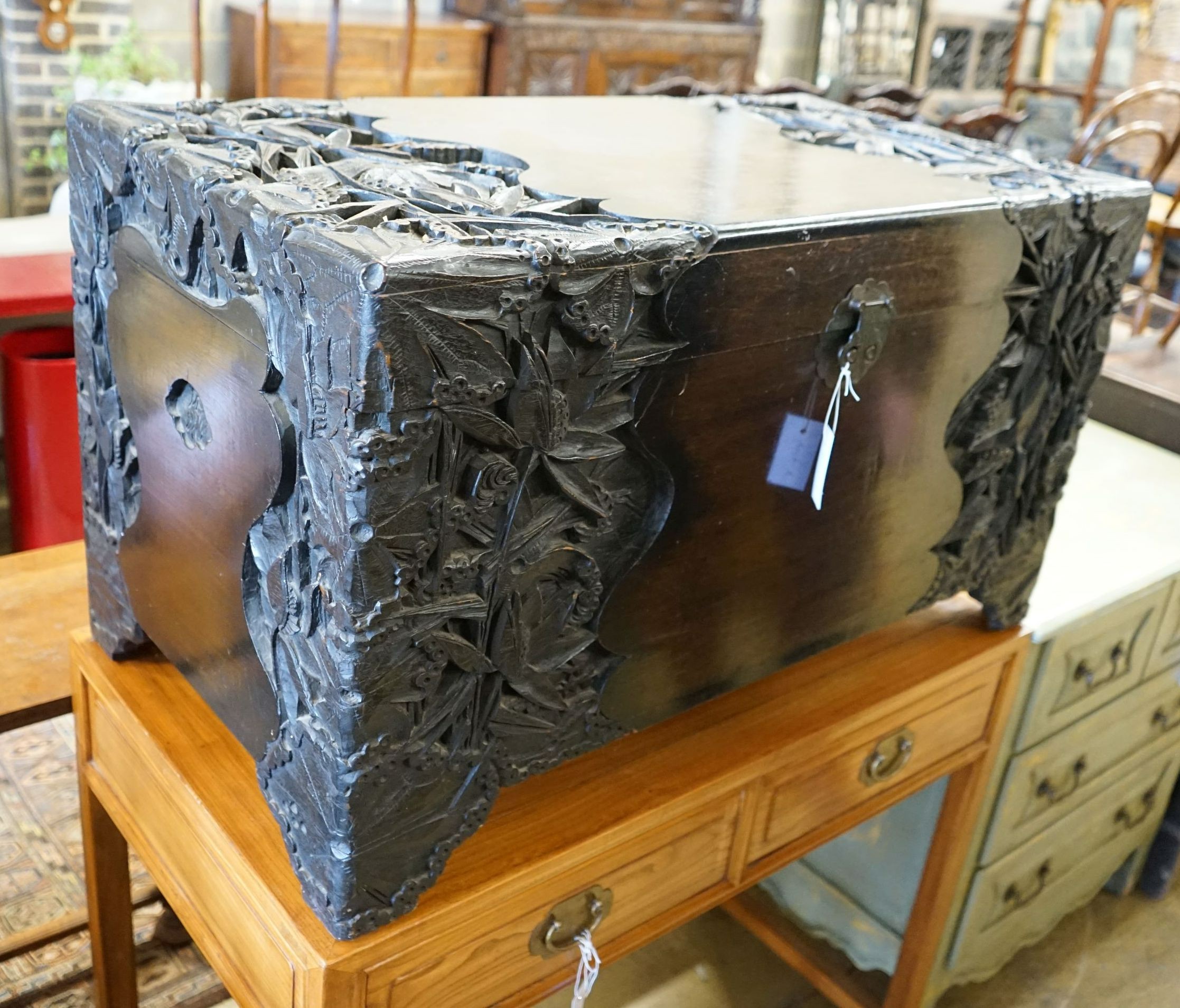 A Chinese camphorwood trunk, width 100cm, depth 52cm, height 57cm